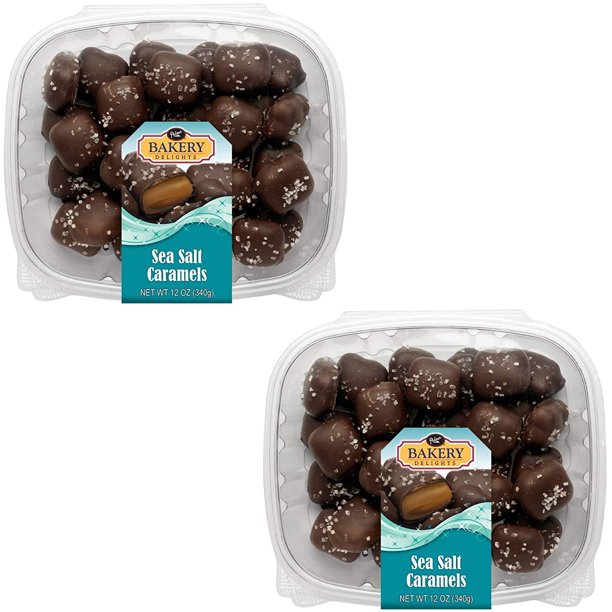 Palmers Candy Sea Salt Caramels 2 Pack 12 Oz Tubs Carmel Candies Covered In Dark Chocolate And Seasalt Flakes Walmart Com Walmart Com