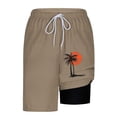 thumbnail image 5 of Fnnxeal Mens Swim Trunks Quick Dry, Beach Shorts with Liner & Pocket, Coffee Brown Board Shorts, Tropical Palm Tree Print Swimwear,Size 2XL, 5 of 6