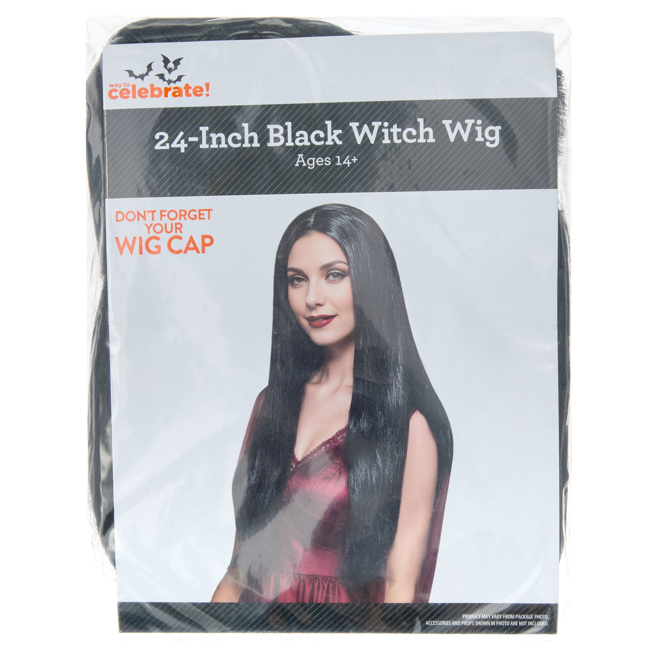 Witch Wig Costume Accessory for Adults, Black, 24", Halloween by Way To Celebrate