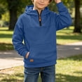 thumbnail image 3 of Boys Quarter Zip Trendy Hoodie Casual Warm Long Sleeve Front Pocket Kids Fall Pullover Sweatshirt Navy 12, 3 of 8