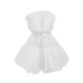 thumbnail image 3 of Txlixc - Mini vestido sin tirantes de cintura alta de hilo de malla de color sólido para mujer Txlixc  Estilo de ocio, 3 of 5