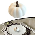 thumbnail image 3 of Set of 2 Artificial White Pumpkins for Fall, Halloween, Thanksgiving, Home Decor, Realistic plastic Pumpkins, 3 of 5