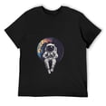 thumbnail image 3 of Hanmun Men's Astronaut Floating T-Shirts Short Sleeve Cotton Round Crew Neck Moisture Wicking Black USA, 3 of 9