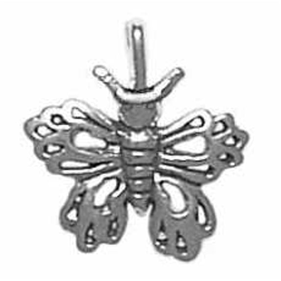 Sterling Silver 30" .8mm Box Chain 3D Butterfly Cut Out Decorations Pendant Necklace