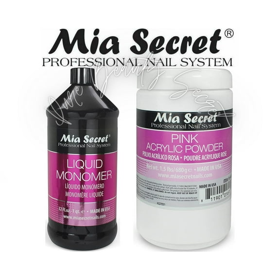 Mia Secret Liquid Monomer 32 oz and Pink Powder 1.5 lb