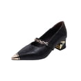 thumbnail image 1 of Cojines Del Dedo Del Pie para Zapatos Accentos Superiores de Metal de Cuero Falso 3 Pulgadas Tacones de Tacón Zapatos de Baile para Mujeres de Moda Casual Versátil Más Tamaño, 1 of 9