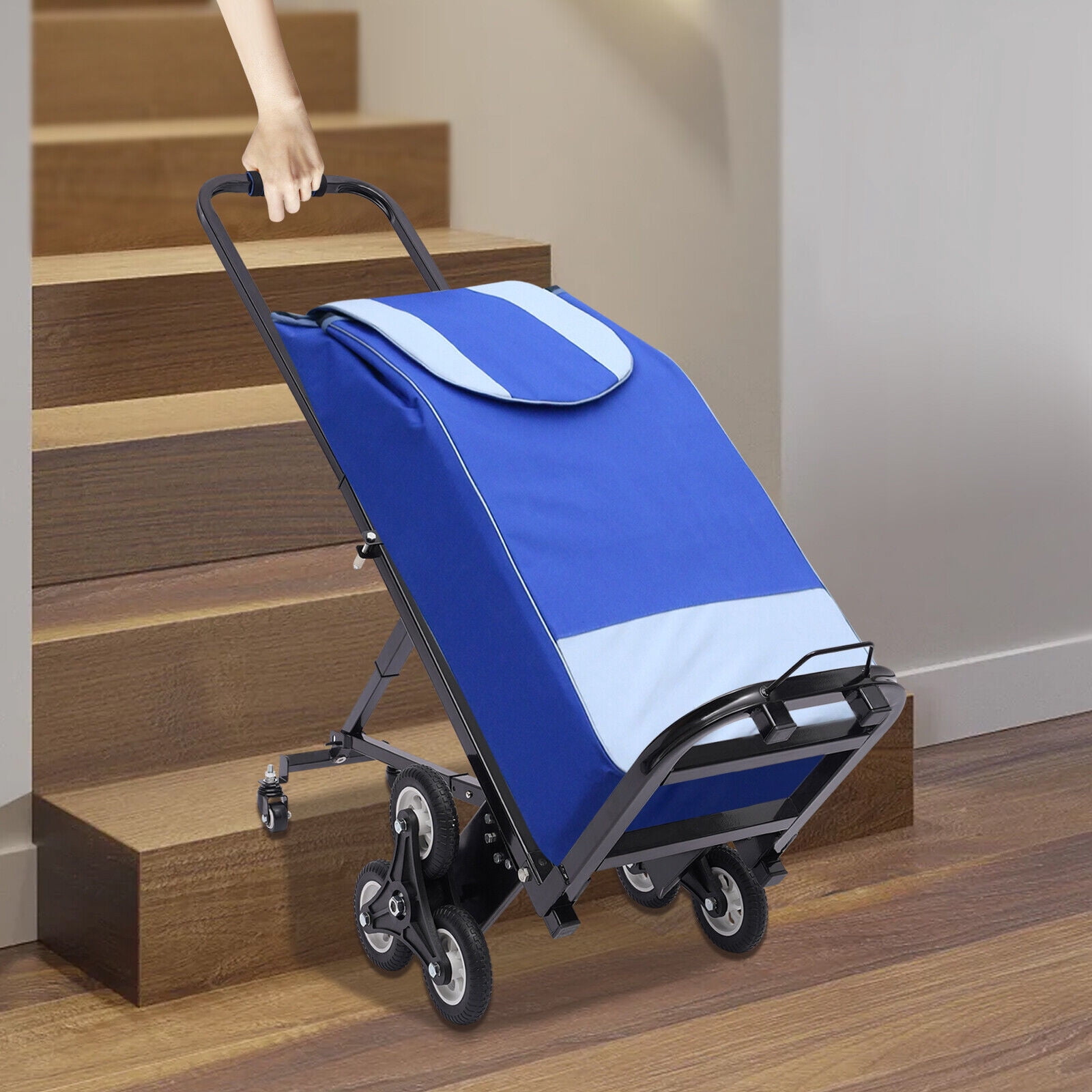 Miumaeov Stair Climbing Cart 330lbs Capacity Portable Folding Trolley with 6+2 Wheel All Terrain Heavy Duty Stair Climber Hand Truck with Adjustable Handle