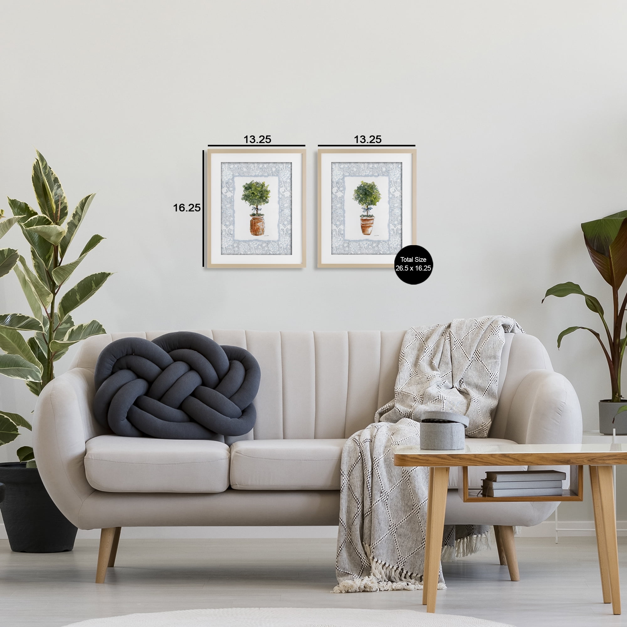 Stupell Industries Potted Topiary Plants 2 Piece Birch Framed Print Under Glass Set, design by Carol Robinson