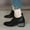 Black, variant on Chunky Heel Single Shoes Women Work Pointed Splicing Middle Heel Retro Ladies Shoes Deep Mouth Ankle Stirrups Women's Shoes Sloping Heel
