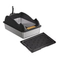 thumbnail image 1 of BELOVING Open Litter Box Large Capacity Low Entry Portable Cat Sandbox for Indoor Cat Black with mat, 1 of 9