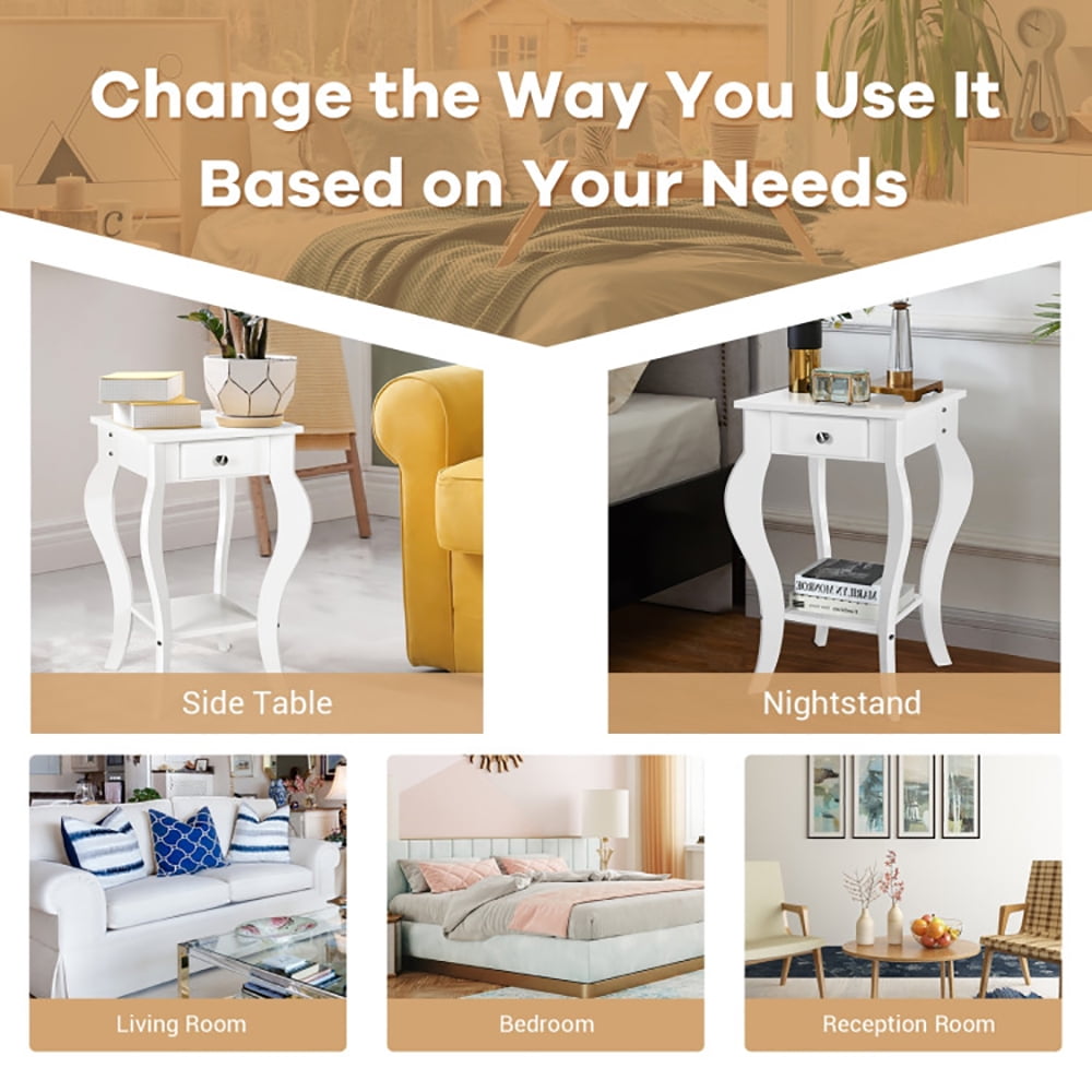 Finihen End Side Table, Set of 2 Side Table End Table Night Stand with Shelf, Sofa Couch Table, for Small Spaces, Living Room, Bedroom, White Finihen End Side Table, Set of 2 Side Table End Table Night Stand with Shelf, Sofa Couch Table, for Small Spaces, Living Room, Bedroom, White