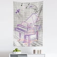 thumbnail image 1 of Piano Tapestry, Music Notes Design Abstract Art Hand Drawn Doodle Arrangement Print Bicolor, Fabric Wall Hanging Decor for Bedroom Living Room Dorm, 5 Sizes, Beige and Purple, by Ambesonne, 1 of 1