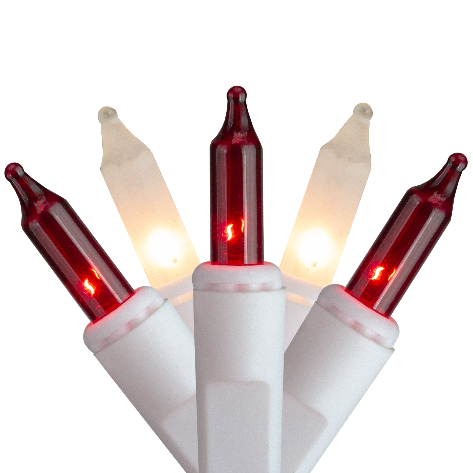 Set of 50 Red and Frosted Clear Mini Window Icicle Christmas Lights 2