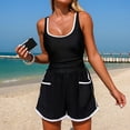 thumbnail image 6 of UTSJKR Women Boyleg One Piece Water Aerobic Competitive Bathing Suit Tummy Control Full Coverage Swimwear with Pockets White S, 6 of 8