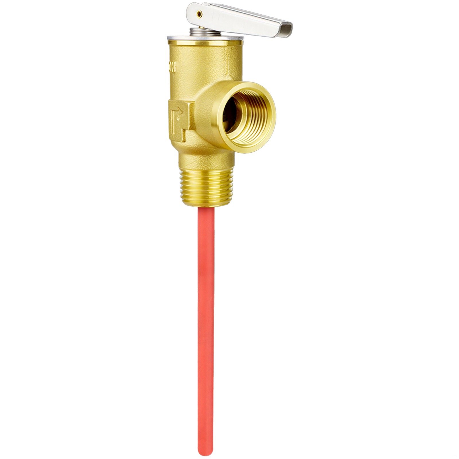 Brass Temperature Pressure Relief Valve 3/4 Inch Water Heater Boiler Safety Valve 4.1-7.5 in / 103-190 mm Probe Overheating Protection Easy Setup