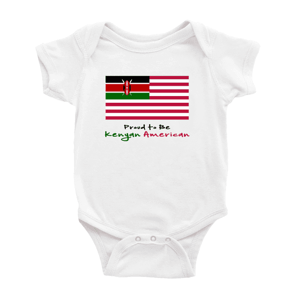 Proud to Be Kenyan American Flag Cute Baby Romper Bodysuit For Boy Girl (White, 12-18 Months)