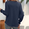 thumbnail image 5 of Womens Puff Long Sleeve Tops Square Neck Shirts Pleated Solid Color Blouses Summer Loose Casual Basic Tee (Navy L), 5 of 6