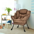 thumbnail image 4 of Costway Modern Polyester Fabric Lazy Chair Single Sofa Chair w/ Side Pocket Brown, 4 of 12