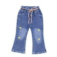 thumbnail image 2 of HVOBTTY Toddler Summers Slim Leg Denim Pants Bow Detail Flared Leg Elastic Waist Denim Pants for Big Girls Blue, 3-4 Years, 2 of 4