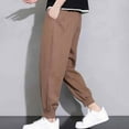 thumbnail image 3 of Men's Sweatpants Fashion Plus Size Drawstring Elastic Waist Solid Color Binding Leg Trousers with Pockets, 3 of 3