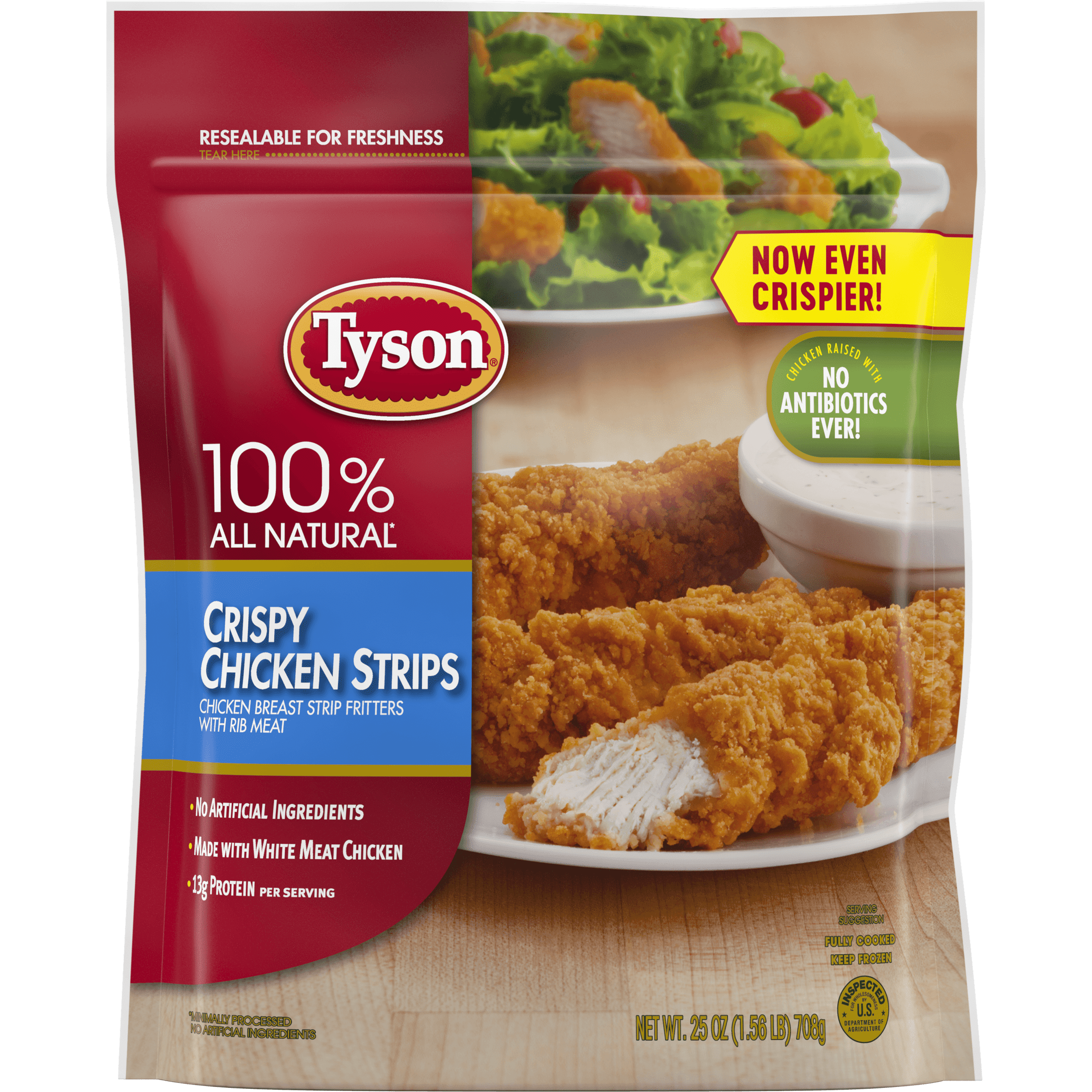 Tyson Fully Cooked Crispy Chicken Strips 25 Oz Frozen Walmart