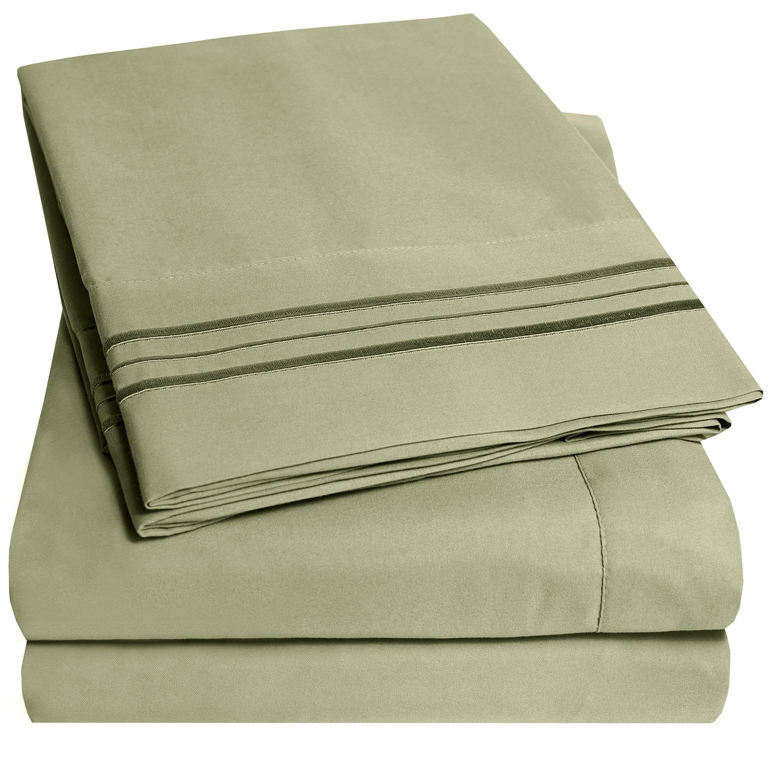 Photo 1 of 1800 Thread Count 4 Piece Deep Pocket Bedroom Bed Sheet Set Queen - Sage