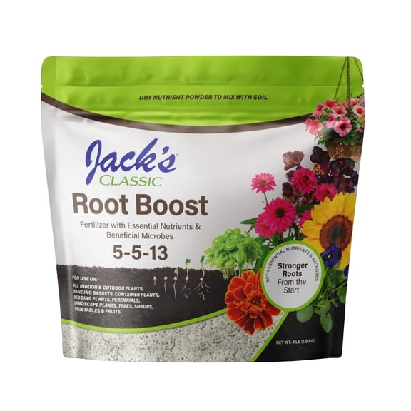 Jack’s Classic 5-5-13 Root Boost Water-Soluble Fertilizer with Micronutrients for Stimulating Root Growth, 4lbs