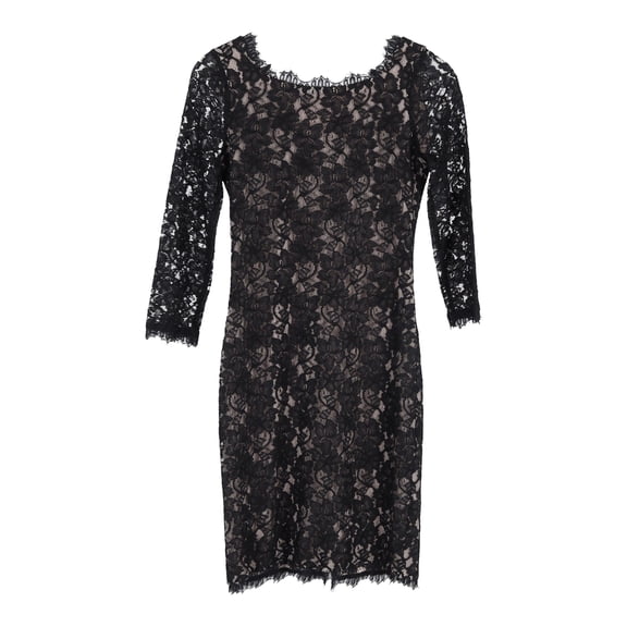 Pre-Owned Diane Von Furstenberg Sheath Dress in Black Cotton Lace