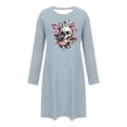 thumbnail image 4 of Mgmyaa Women's Printed Nightgown Long Sleeve Round Neck Loose Fit Sleepwear Comfortable Lounge Mini Dress, 4 of 5