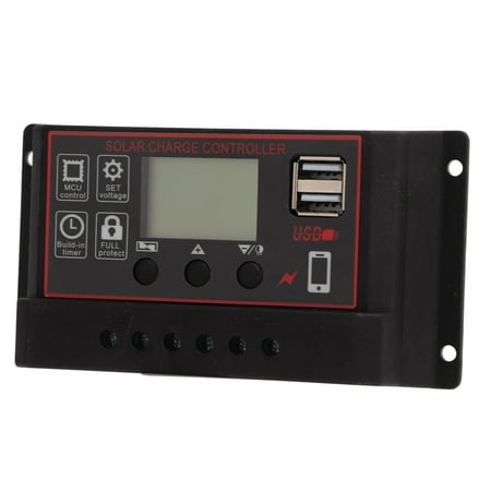 

Feoflen LCD Display Solar Charge Controller Solar Panel Battery Intelligent Regulator Solar Charge Controller Solar Panel Battery Intelligent Regulator With Dual USB Port 12V/24V PWM Auto Paremeter Ad