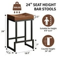 thumbnail image 3 of FIRAVOE Bar Stools Set of 2, 24" Counter Height Bar Stools (Backless) Faux Leather Saddle Counter Stools for Kitchen Island, Brown, 3 of 8