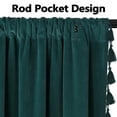 thumbnail image 7 of Coolmee Soft Luxury Velvet Curtains with Tassels Room Darkening Rod Pocket Window Curtains for Living Room Bedroom, Green, 42 x 108 Inch, 2 Panels, 7 of 7