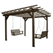 Highwood Bodhi 12' x 12' Pergola Set with Two 4ft Lehigh Porch Swing - Outdoor, Eco-friendly, Synthetic Wood