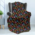 thumbnail image 4 of Dragon Soft Flannel Fleece Throw Blanket, Different Kinds of Colorful Comic Dragons on a Black Background with Little Stars, Cozy Plush for Indoor and Outdoor Use, 50" x 70", Multicolor, by Ambesonne, 4 of 5