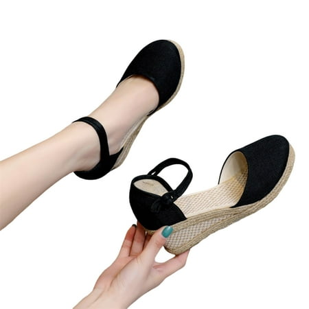 

Womens Sandals Shoes for Casual Open Toe Slide Sandals Flats for Dresses Jeans Skirts Short Pants 38 Black