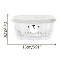 JeashCHAT Food Storage Container with Airtight Lid and Removable Drain Basket, Clear Plastic Stackable Fresh Keeping Box for Refrigerator, Countertop, Pantry (White)