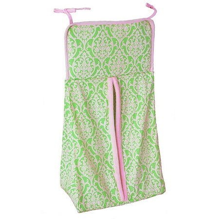 Seed Sprout - Damask Diaper Stacker, Pink and Green