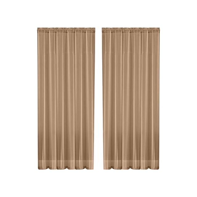 Ohufall Solid Color Double String Polyester Semi Sheer Curtains Rod Pocket Style Light Filtering Sheer Curtains For Living Room Bedroom Home