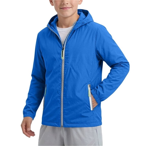 Samdudou Toddler Jacket Boys Girls Rain jackets Lightweight Full Zip Long Sleeve Windbreaker Waterproof Windproof Hooded Raincoat with Reflective Strip and Pockets, Size 7 Years - 8 Years