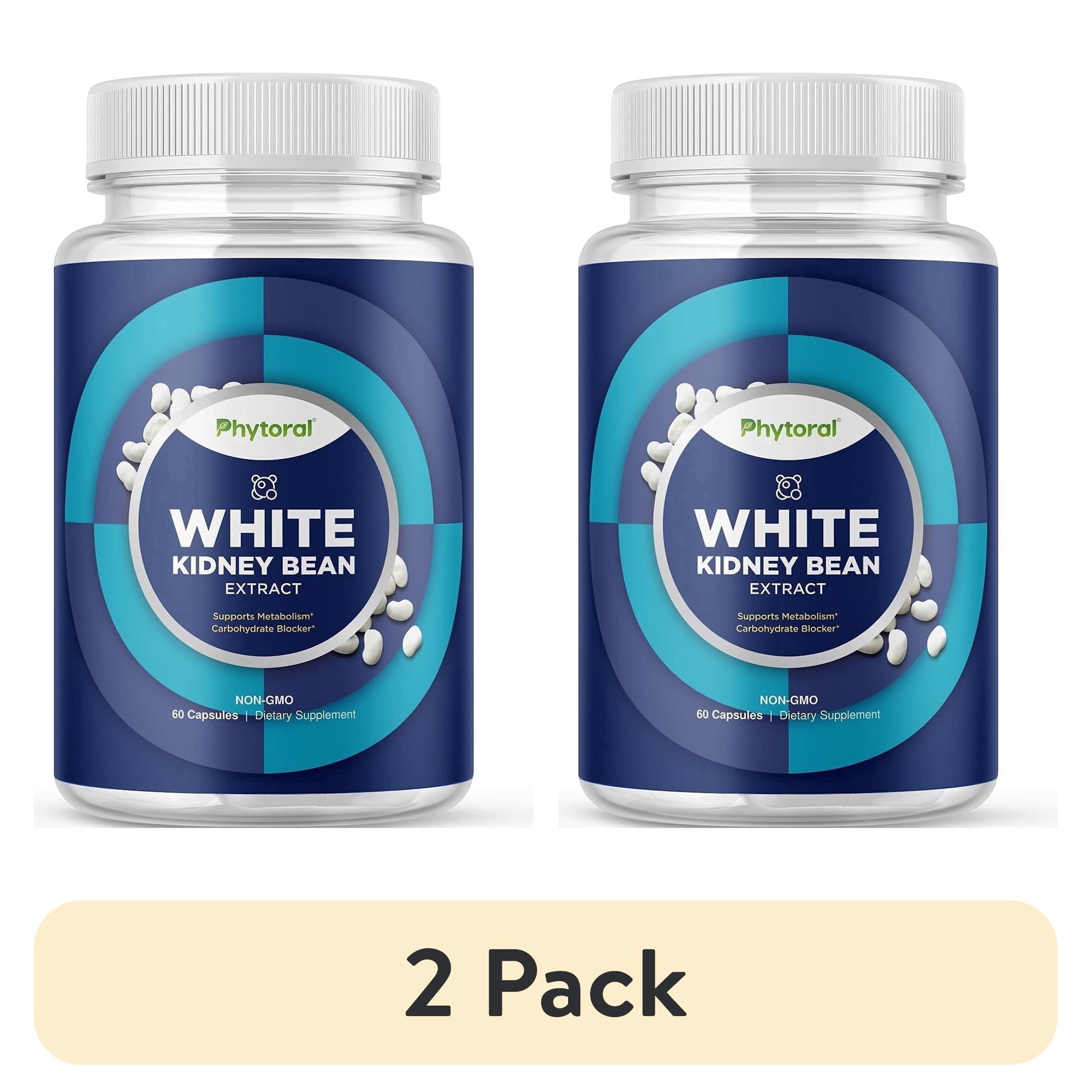 (2 pack) Phytoral White Kidney Bean Extract Supplement, Carb Blocker and Appetite Suppressant, 60 Capsules