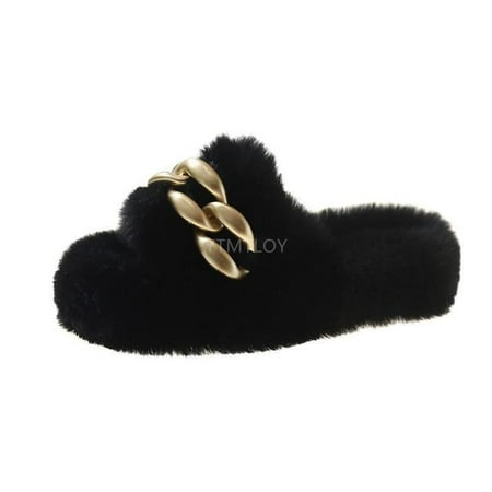 

Fur Slippers Women s New Autumn Winter 2023 Large Size Fashion Thick Bottom Slides Home Open Toe Ytmtloy Zapatillas Mujer Casa