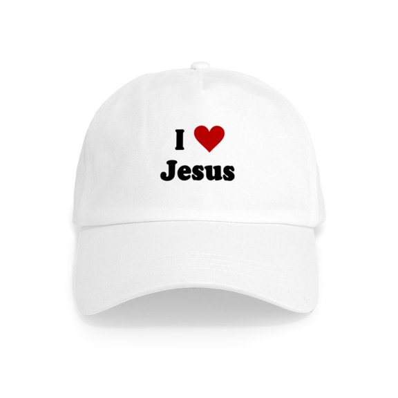 CafePress - I Love Jesus Cap - Adjustable 100% Brushed Unisex Casual Cotton Baseball Cap, Beige, 1