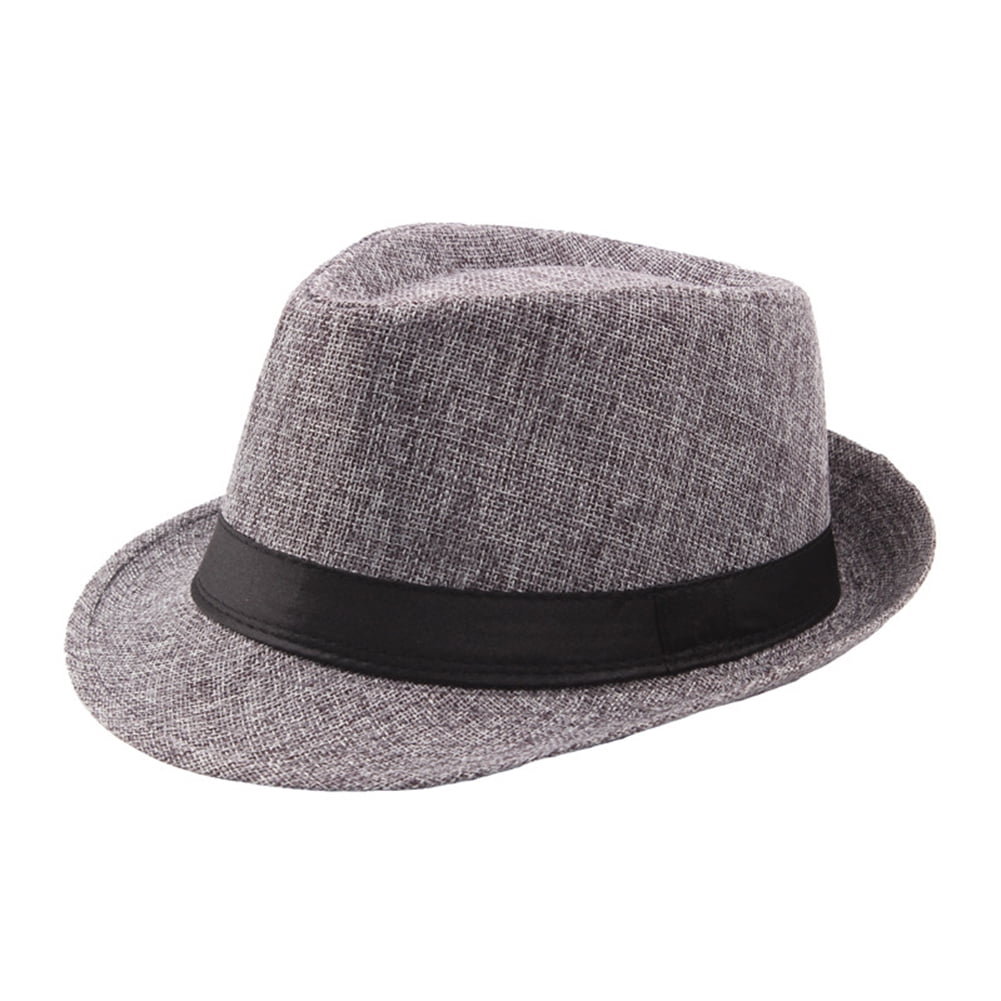Wide Brim-Grey MATCH MUCH Boater Hat Felt Hat with Flat Brim 