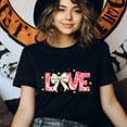 thumbnail image 3 of Women's Short Sleeve Graphic T-Shirt, Love Like Jesus Pink Bow Heart, Heliconia, Size L, 3 of 4