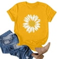 thumbnail image 4 of Womens Short Sleeve Crew Neck T Shirts Sunflower Summer T Shirt Plus Size Loose Blouse Tops Girl Graphic Casual Tees Womens Summer Casual Dressy Tops, S-2XL, 4 of 5