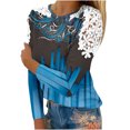 thumbnail image 2 of LEBONYARD Fall Clothes Womens Tops Long Sleeve ClearanceWomen's Casual Plaid Round Neck Short Sleeved T-shirt Loose Top Blue XXL, 2 of 5