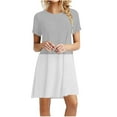 thumbnail image 1 of Mefallenssiah Women'S Casual Color-Blocking Printed Short-Sleeved Round-Neck Dress, 1 of 4