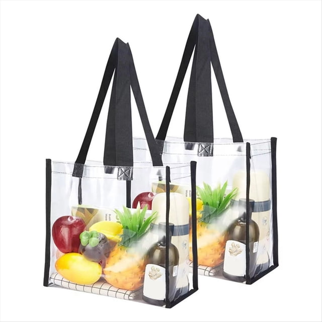 Paquete de 6 Bolsas de Mano Transparentes Stadium, Bolso de Hombro de PVC Transparente para Mujer, Bolsas de Mano de Plástico con Asas