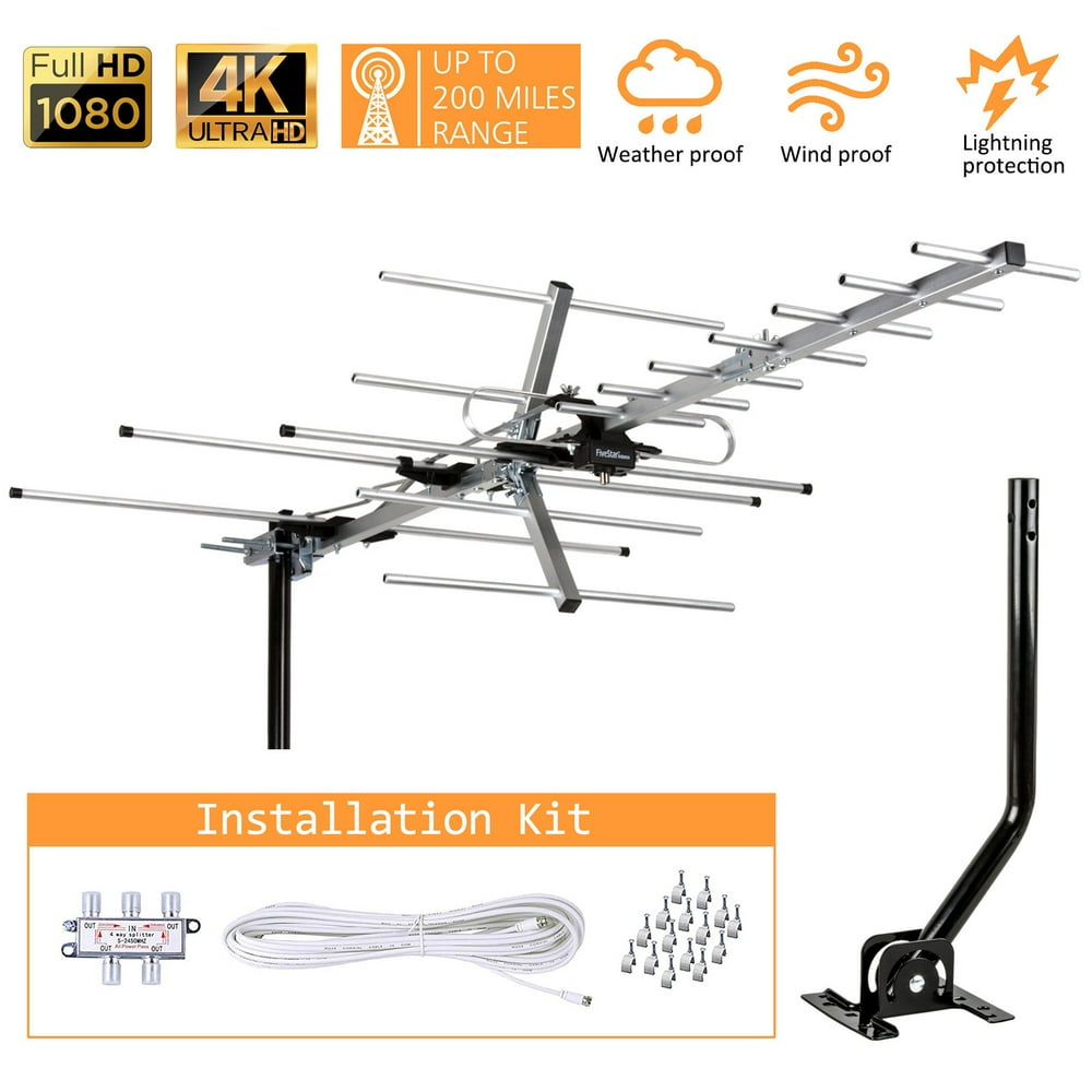 Five Star Outdoor Yagi Antenna 200 mile Range VHF/UHF Channels with