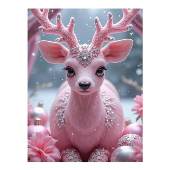 Diamond Art Kit for Adults, Pink Enchanted Deer Sparkle Winter Diamond Painting for Adults Beginners, 5D DIY Diamond Art Painting Kits, Colorful Diamond Painting Craft for Home Decor 12x16